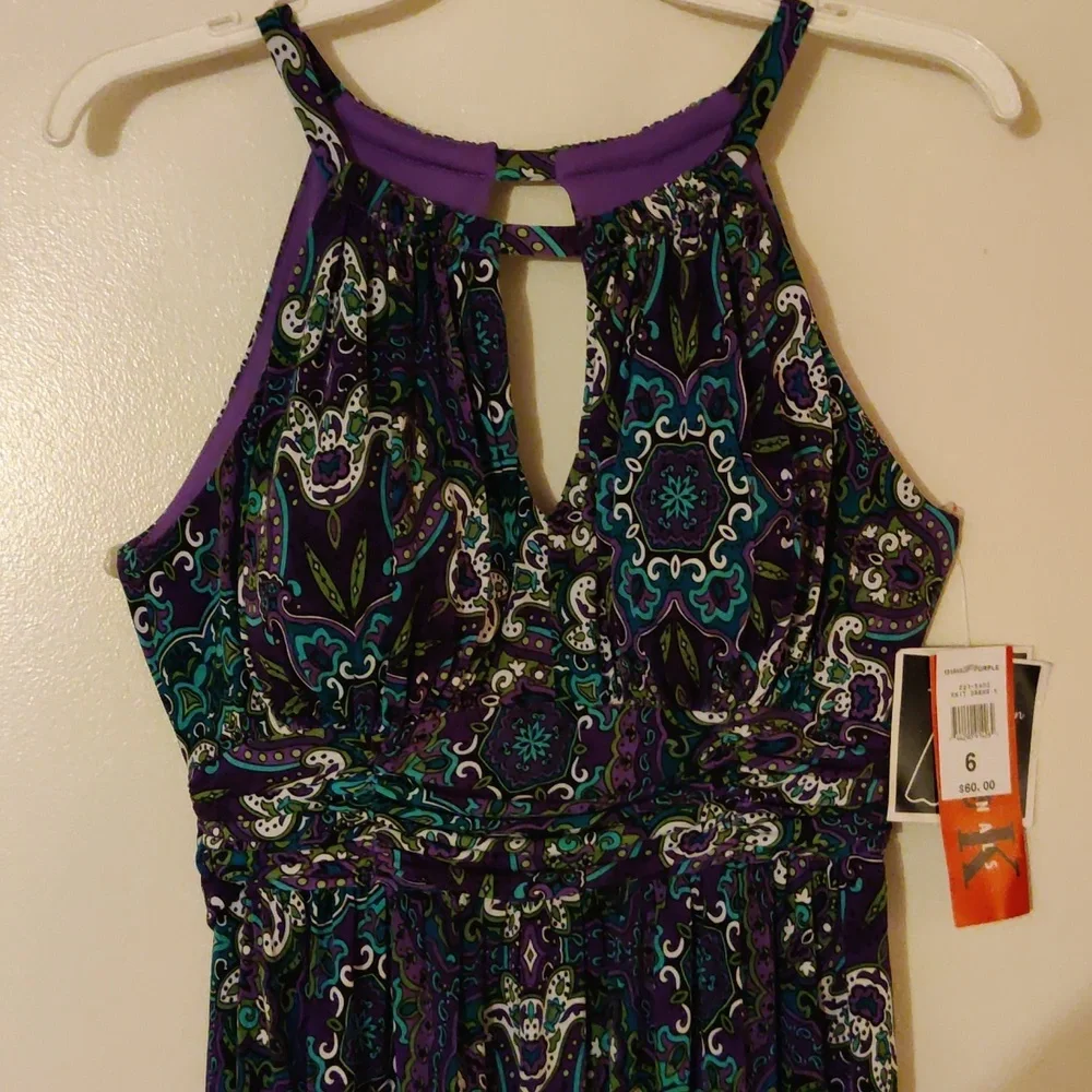 R & K Originals Purple floral sleeveless summer/party/office dress - Picture 3 of 7